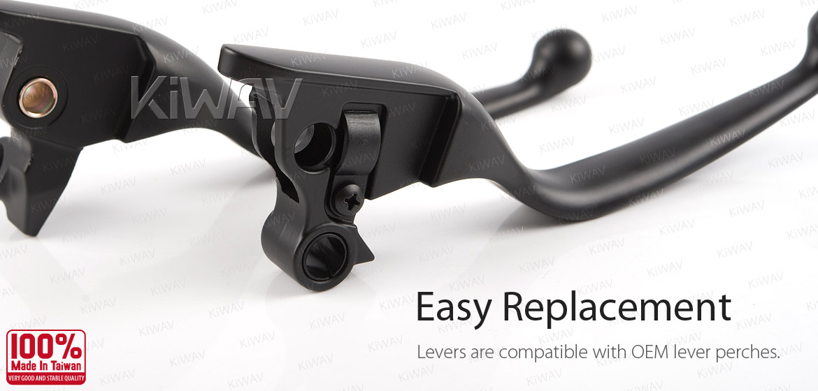 KiWAV hydraulic brake and cable clutch hand control levers clean look black harley davidson '08-'13 Touring & Trike models