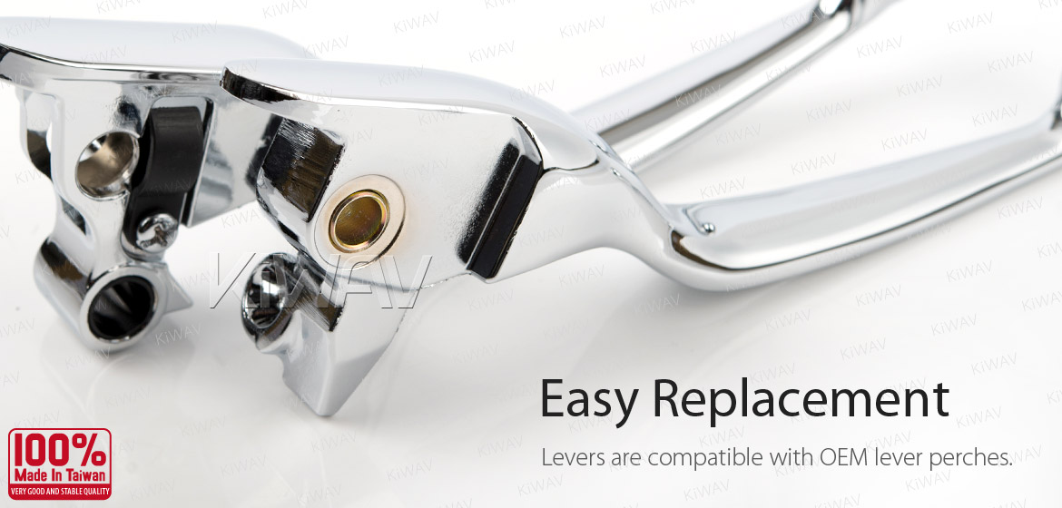 KiWAV hydraulic brake and cable clutch hand control levers clean look chrome harley davidson '08-'13 Touring & Trike models