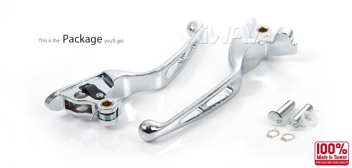 KiWAV hydraulic brake and cable clutch hand control levers double cut chrome harley davidson 21-later Touring & Trike models