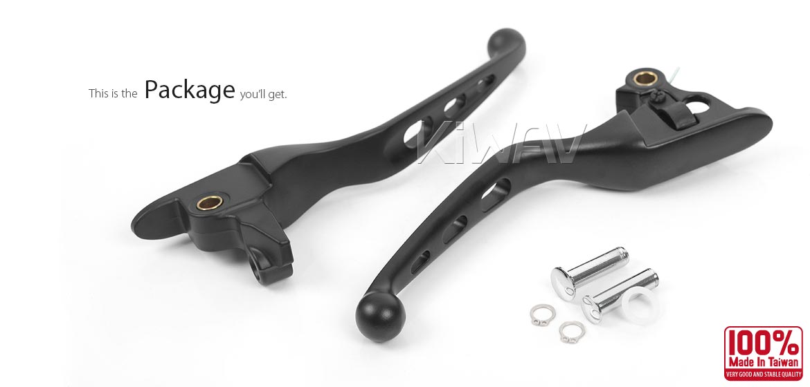 KiWAV hydraulic brake and cable clutch hand control levers tripple cut black harley davidson 21-later Touring & Trike models