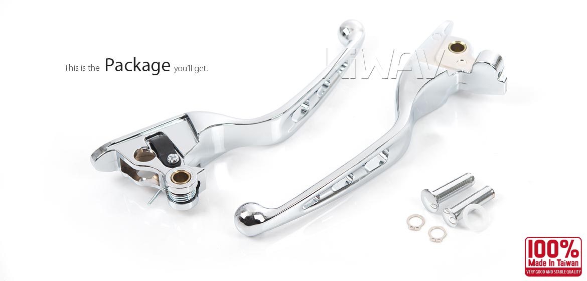 KiWAV hydraulic brake and cable clutch hand control levers tripple cut chrome harley davidson 21-later Touring & Trike models