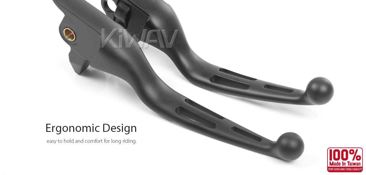 KiWAV hydraulic brake and cable clutch hand control levers 3 slotted cut black harley davidson 21-later Touring & Trike models