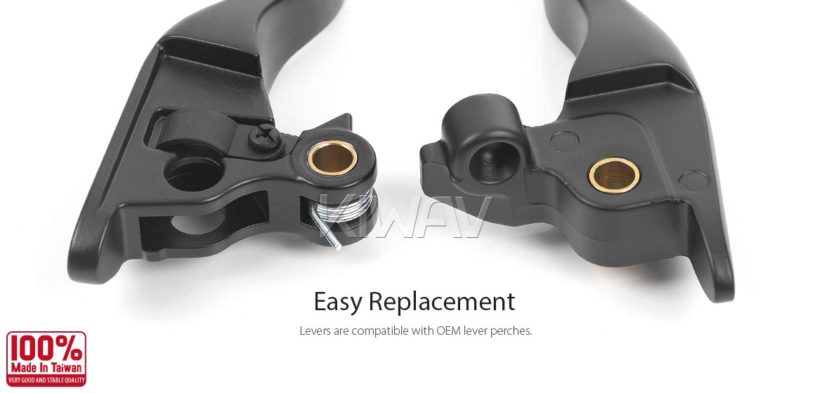 KiWAV hydraulic brake and cable clutch hand control levers 3 slotted cut black harley davidson 21-later Touring & Trike models