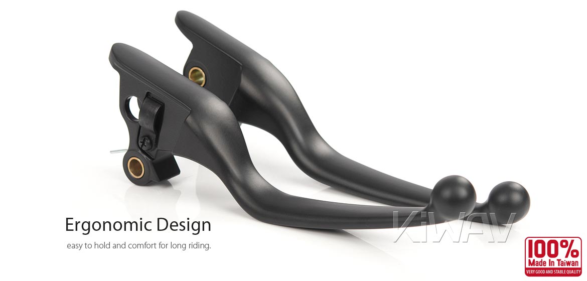 KiWAV hydraulic brake and cable clutch hand control levers clean look black harley davidson 21-later Touring & Trike models