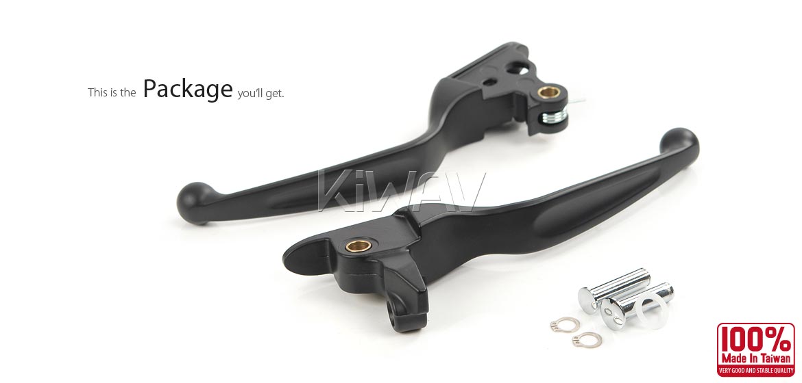 KiWAV hydraulic brake and cable clutch hand control levers clean look black harley davidson 21-later Touring & Trike models