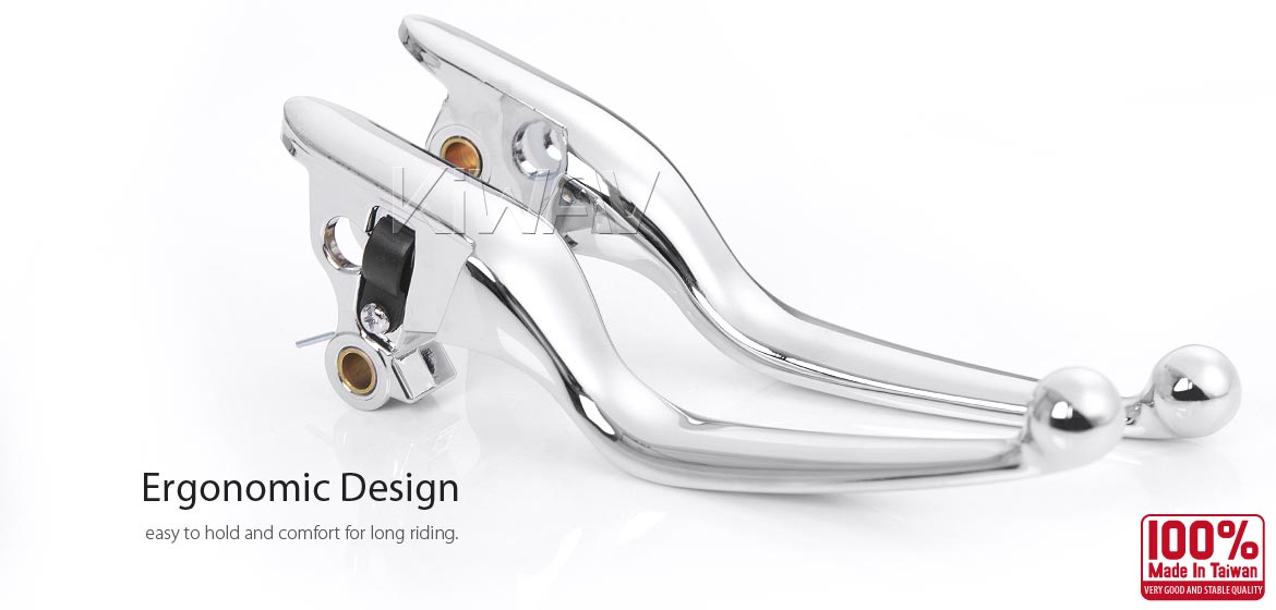 KiWAV hydraulic brake and cable clutch hand control levers clean look chrome harley davidson 21-later Touring & Trike models
