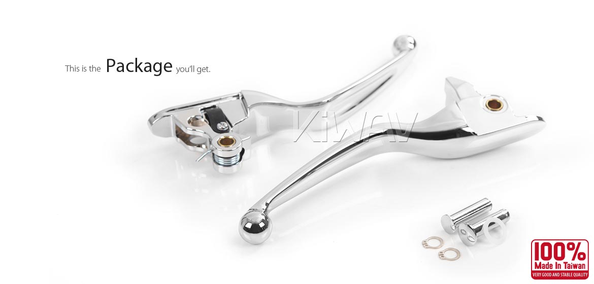 KiWAV hydraulic brake and cable clutch hand control levers clean look chrome harley davidson 21-later Touring & Trike models