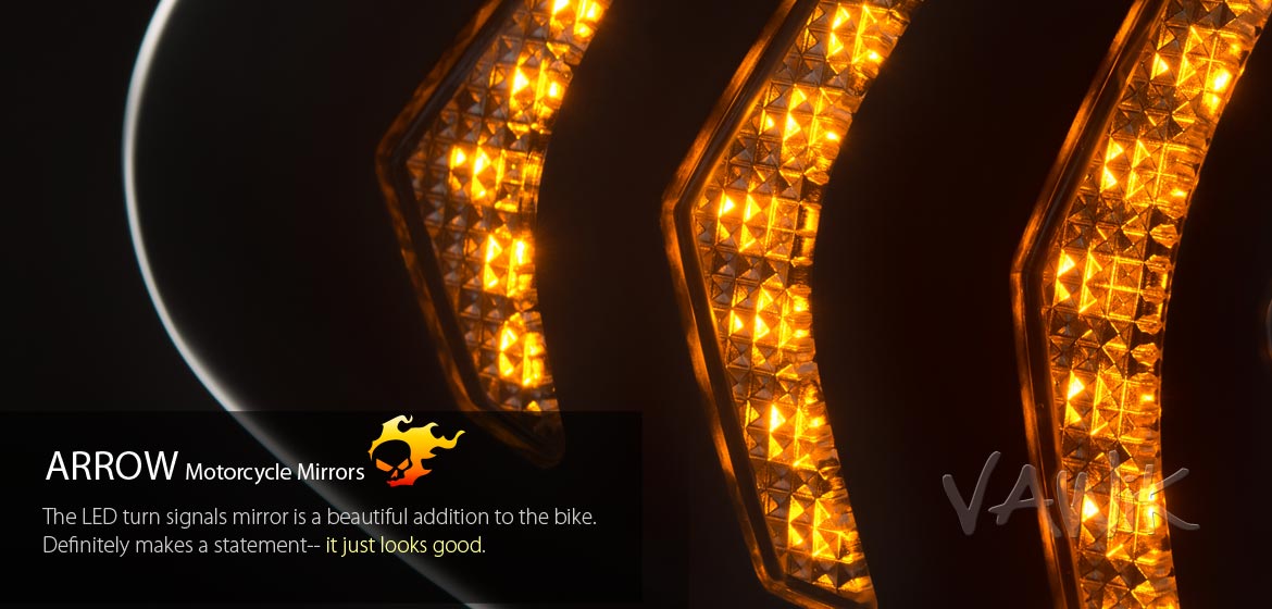 VAWiK Arrow LED black motorcycle mirrors fit harley davidson