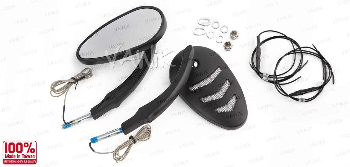 VAWiK Arrow LED black motorcycle mirrors fit harley davidson