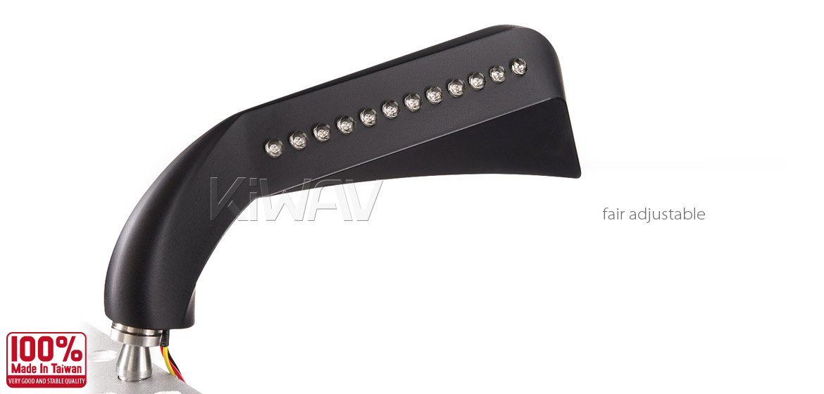 KiWAV motorcycle mirrors AxeLED black 10mm universal