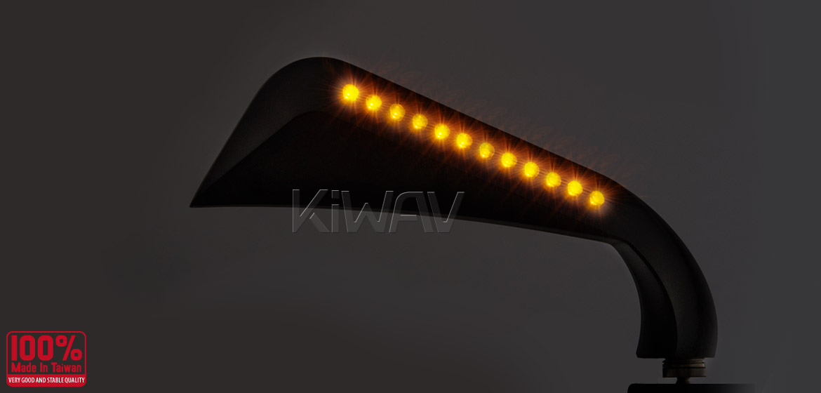 KiWAV motorcycle mirrors AxeLED black 10mm universal