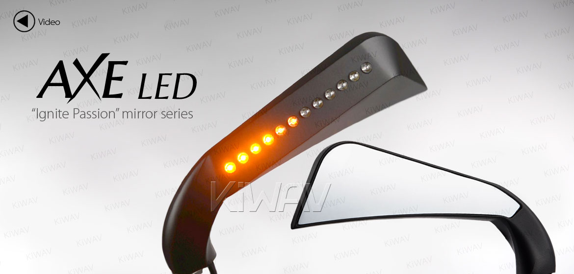 KiWAV motorcycle mirrors AxeLED black harley