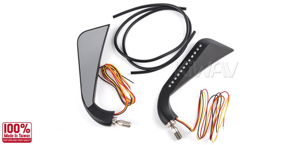 KiWAV motorcycle mirrors AxeLED black 10mm universal
