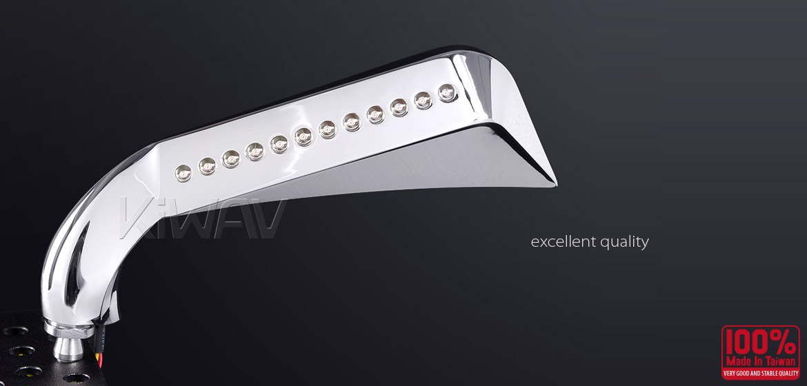 KiWAV motorcycle mirrors AxeLED chrome 10mm universal