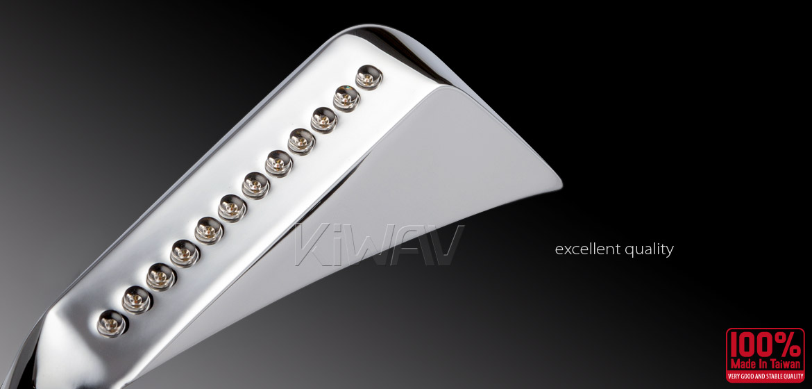 KiWAV motorcycle mirrors AxeLED chrome 10mm universal