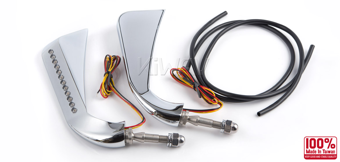 KiWAV motorcycle mirrors AxeLED chrome harley