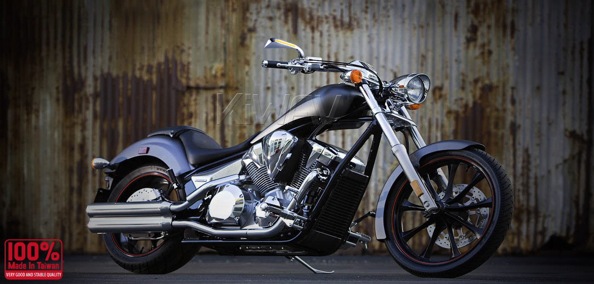 KiWAV motorcycle mirrors AxeLED chrome 10mm universal