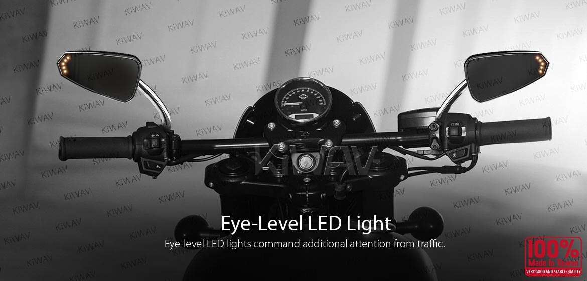 KiWAV Blinker LED black motorcycle mirrors fit harley davidson
