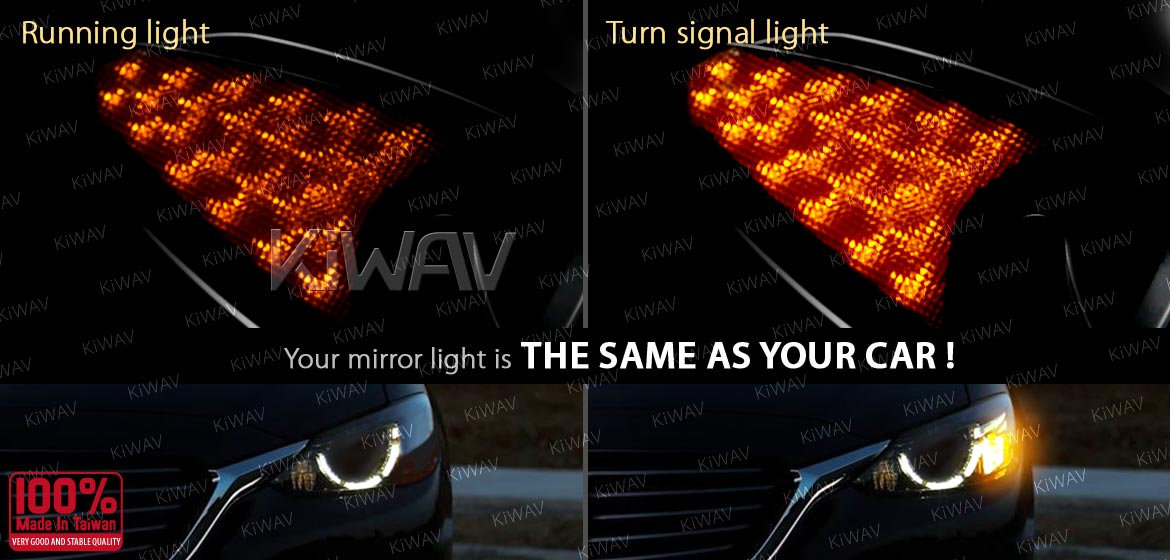 KiWAV Flash LED chrome motorcycle mirrors fit harley davidson