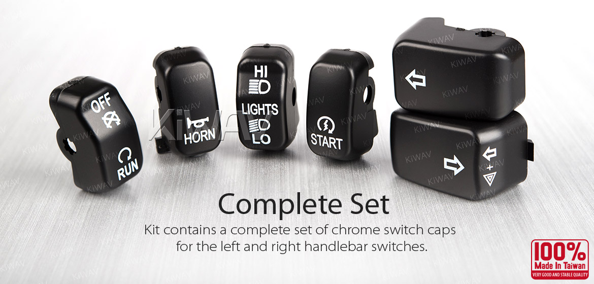 KiWAV switch caps black 6 pcs black for harley davidson 96up XL,XR Dyna FLHR 