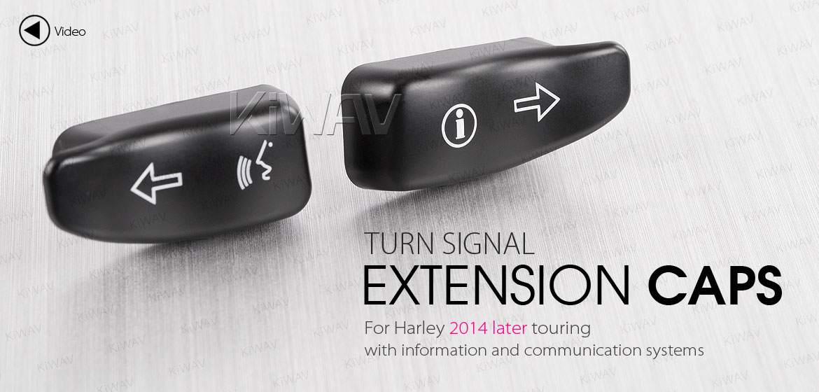 KiWAV turn signal extension caps black for harley davidson 16-later touring with information and communication systems