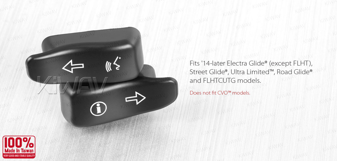 KiWAV turn signal extension caps black for harley davidson 16-later touring with information and communication systems