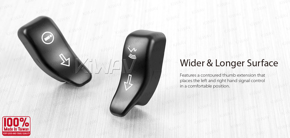KiWAV turn signal extension caps black for harley davidson 16-later touring with information and communication systems