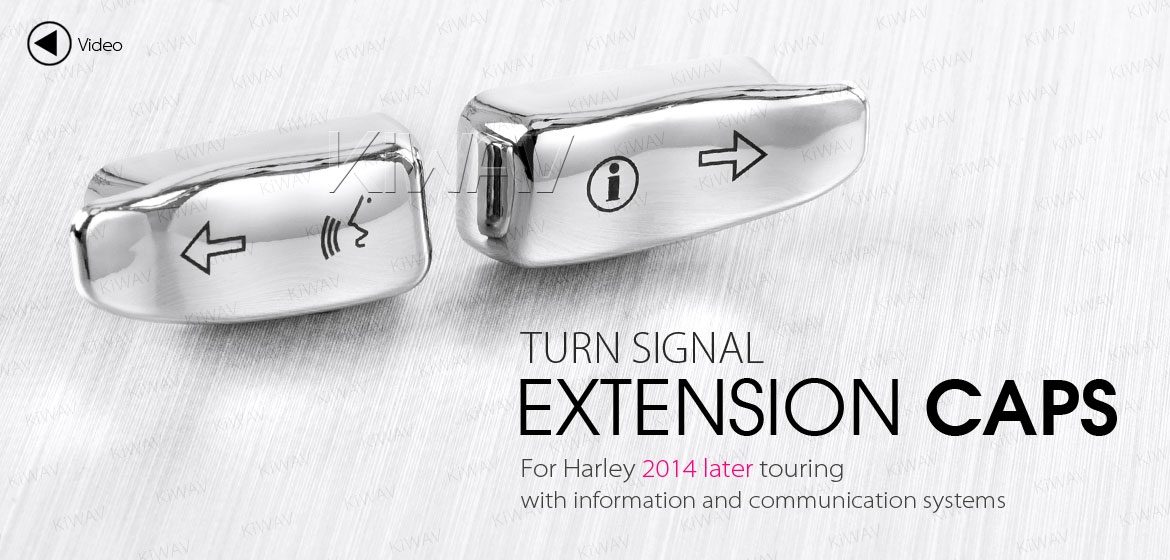 KiWAV turn signal extension caps chrome for harley davidson 16-later touring with information and communication systems