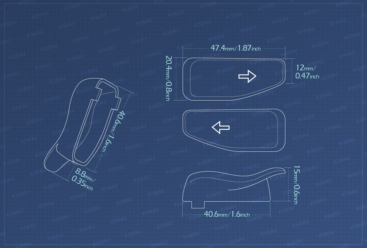 Measurement of KiWAV turn signal extension caps for harley davidson 14-later touring