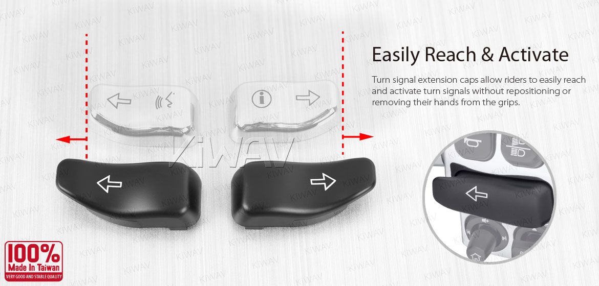 KiWAV turn signal extension caps black for harley davidson 14-later touring
