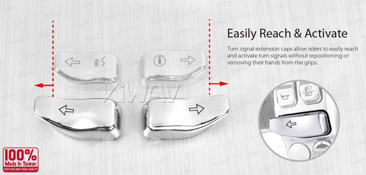 KiWAV turn signal extension caps chrome for harley davidson 14-later touring