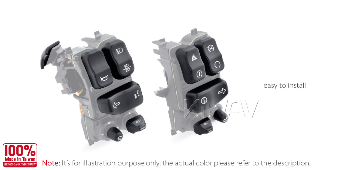 KiWAV - switch housing caps 11 pcs chrome for harley davidson Touring and CVO models 14~15