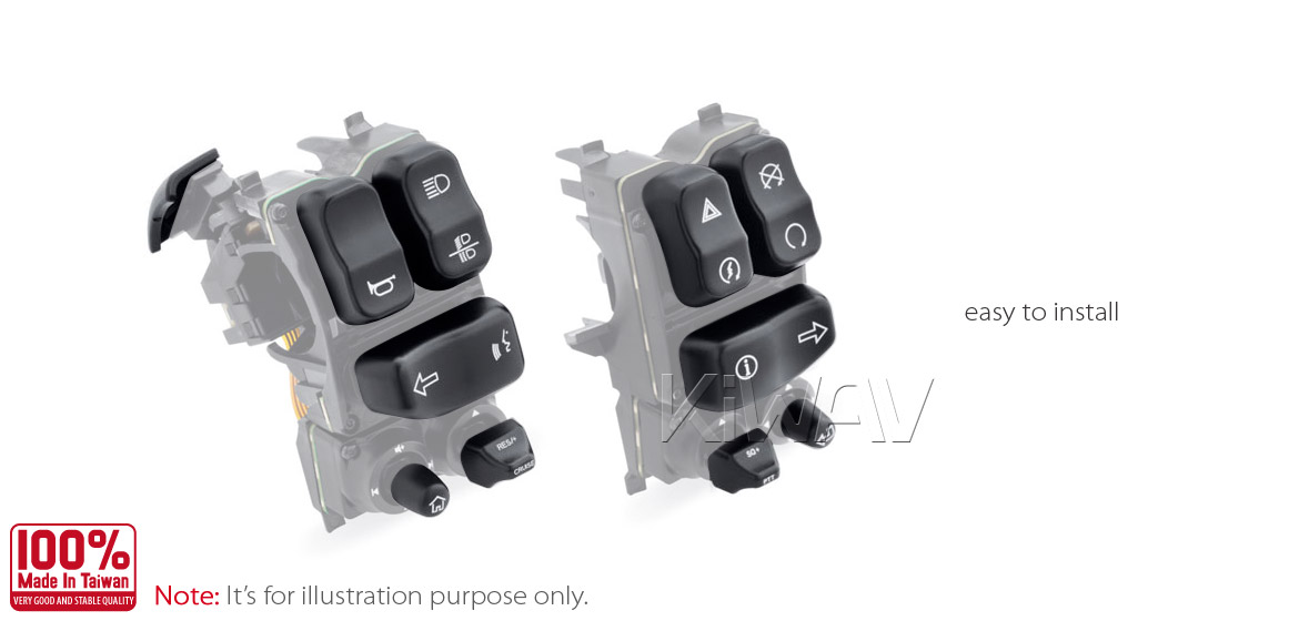 KiWAV - switch housing caps 11 pcs black for harley davidson Touring and CVO models 14~15