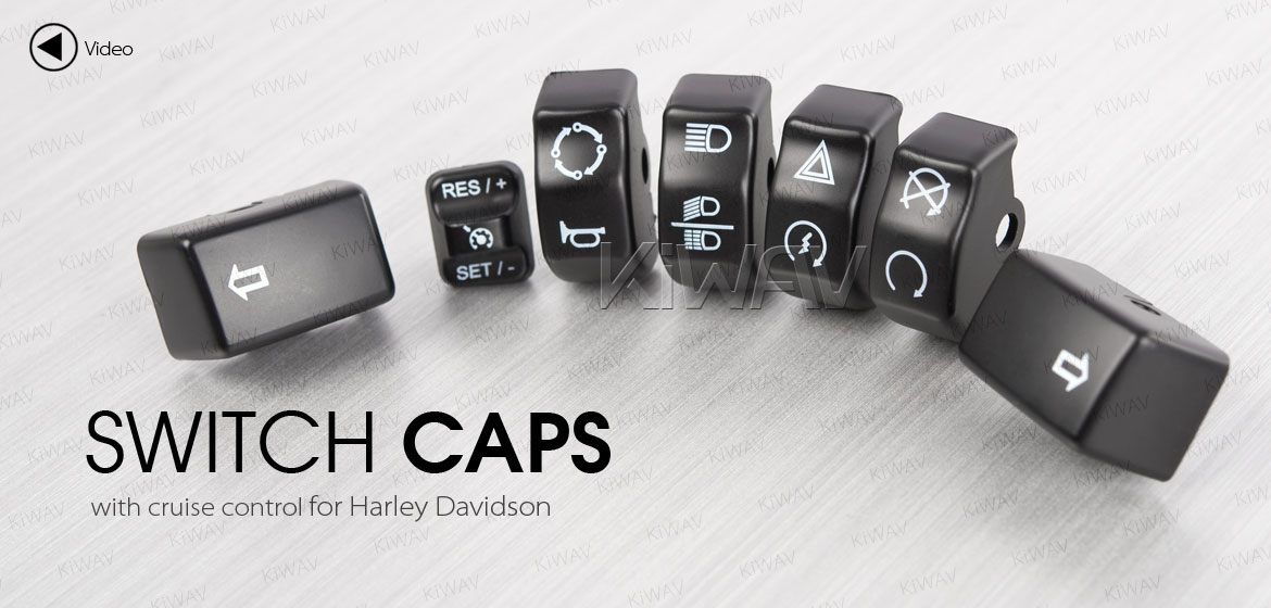 KiWAV turn signal extension caps black for harley davidson 16-later touring with information and communication systems