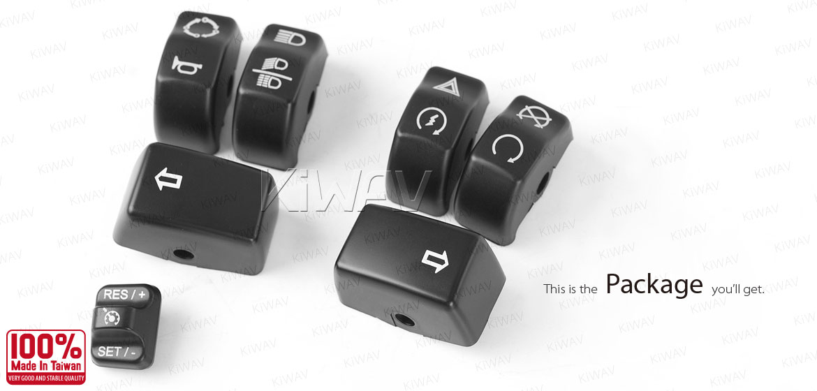 KiWAV turn signal extension caps black for harley davidson 16-later touring with information and communication systems