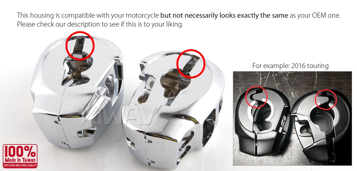 KiWAV switch housing cover chrome for harley davidson 2015 road king FLHR -4