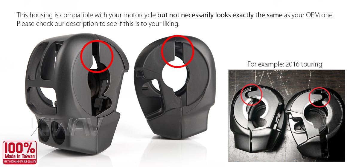 KiWAV switch housing cover black for harley davidson 2015 road king FLHR -4