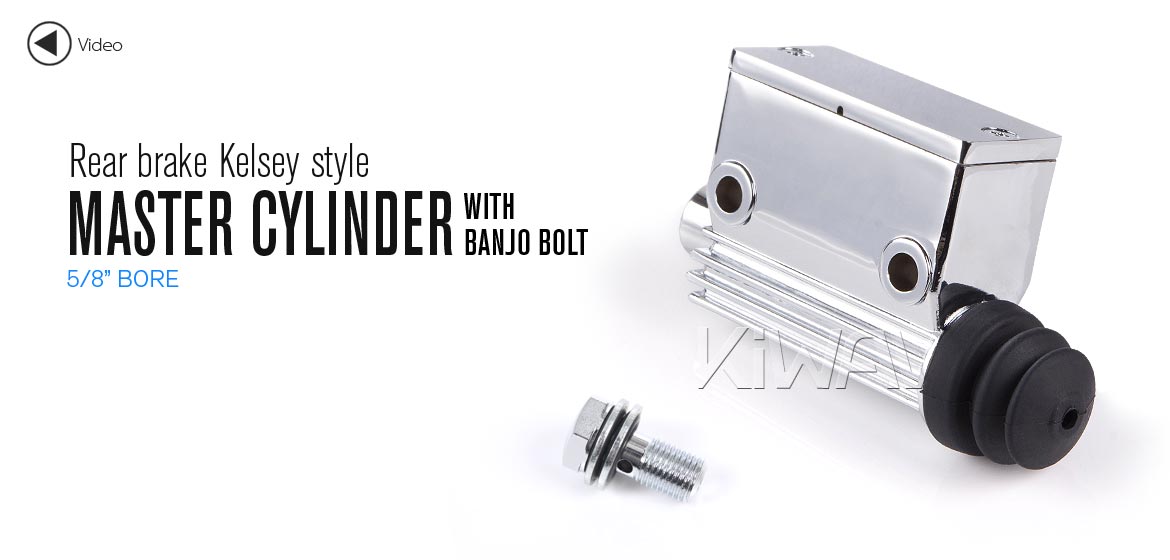 KiWAV Harley rear brake Kelsey style master cylinder 5/8 inch with banjo bolt