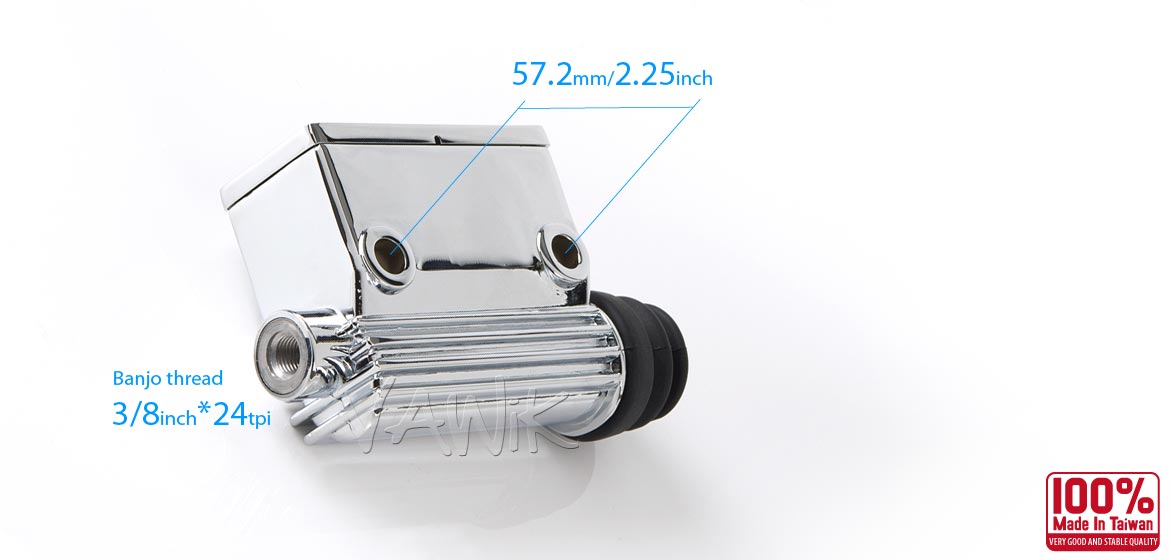 VAWiK Harley rear brake Kelsey style master cylinder 5/8 inch with banjo bolt