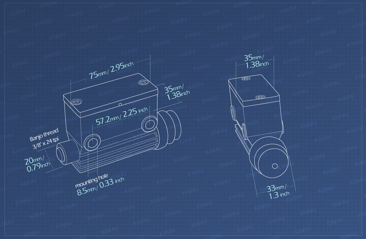 Measurement of KiWAV Kelsey style master cylinder