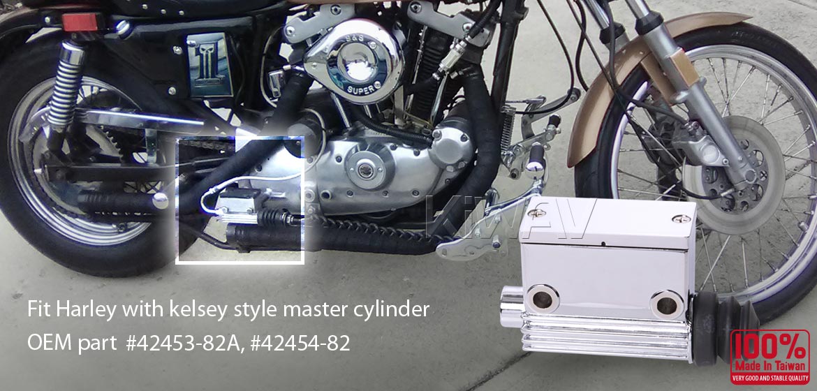 KiWAV Harley rear brake Kelsey style master cylinder 5/8 inch