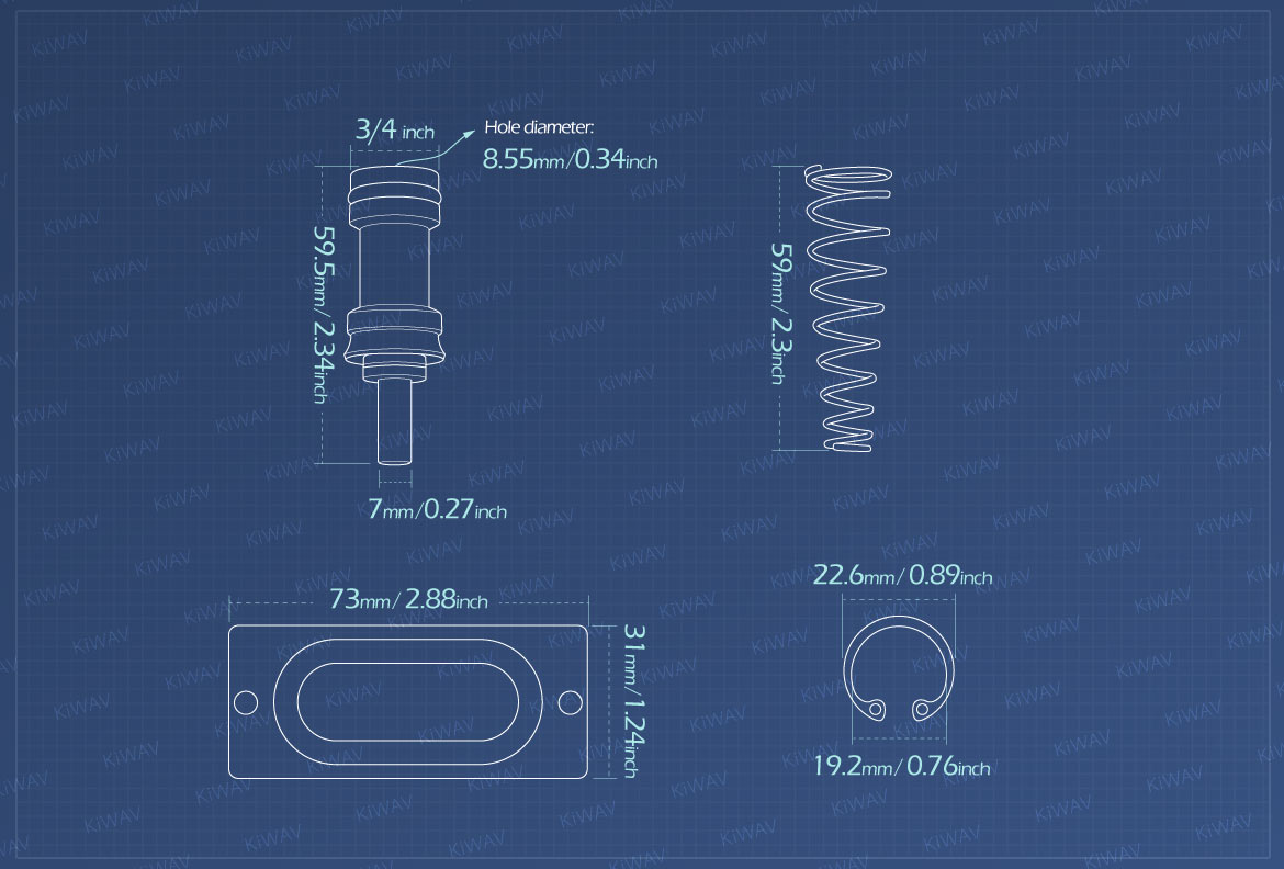 Measurement of KiWAV rear master cylinder rebuild kit 3/4 inch bore