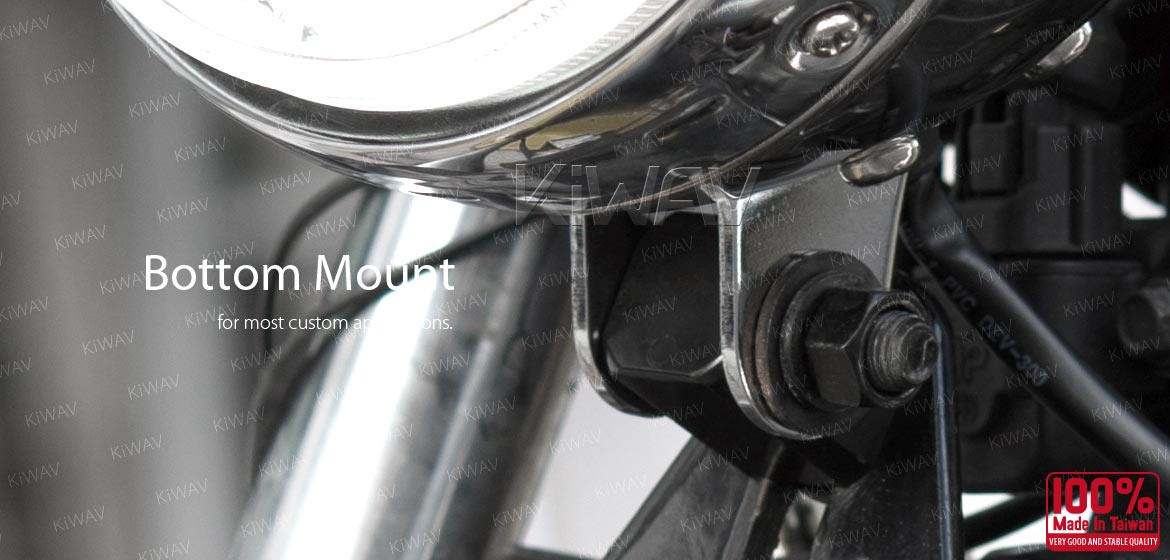 KiWAV 5-3/4 inch HB5 65/55W SAE motorcycle headlight chrome bottom mount