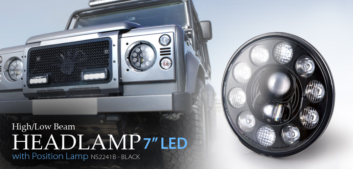 KiWAV car headlamp 7 inch black reflector