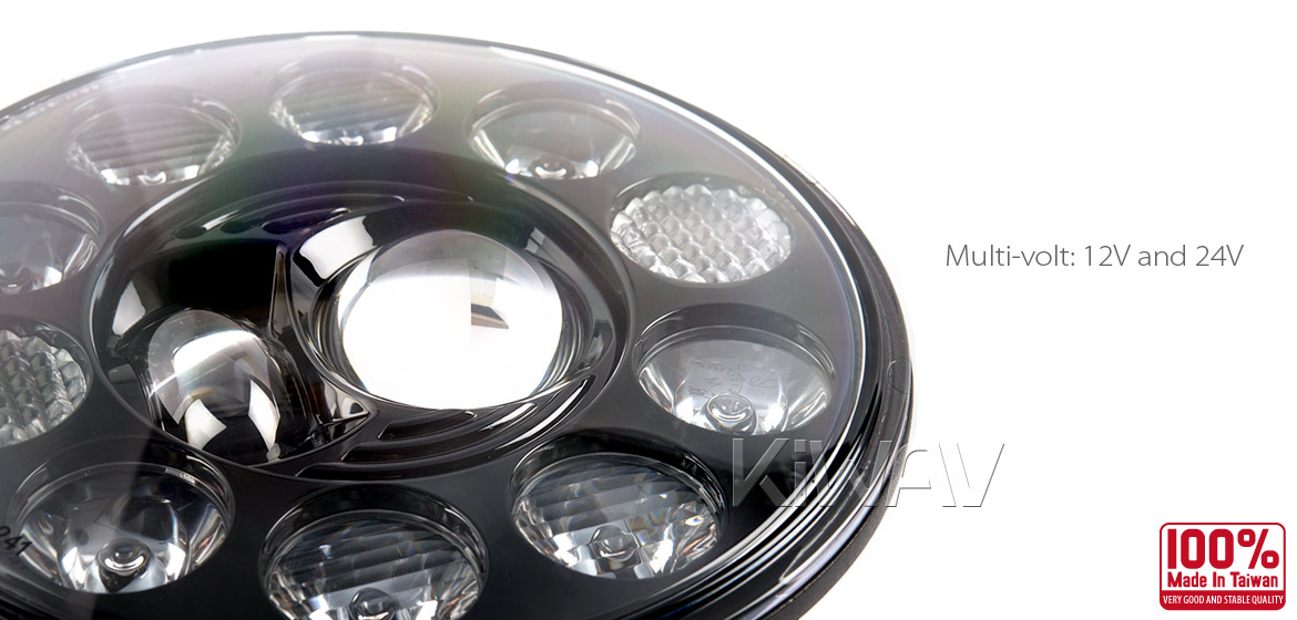 KiWAV car headlamp 7 inch black reflector