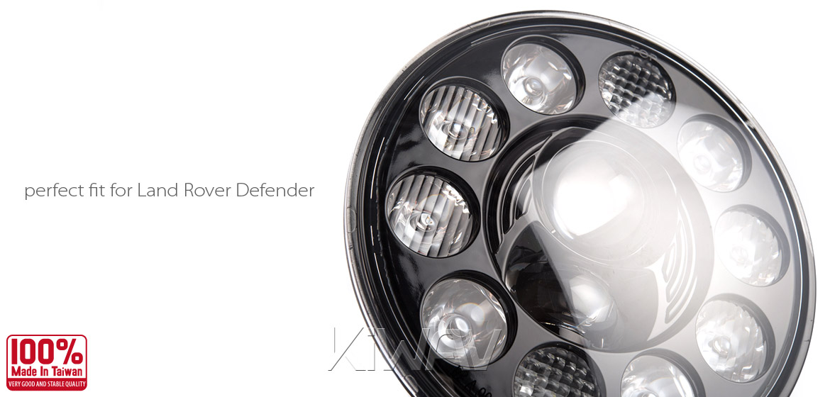KiWAV car headlamp 7 inch black reflector