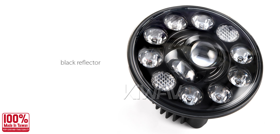 KiWAV car headlamp 7 inch black reflector
