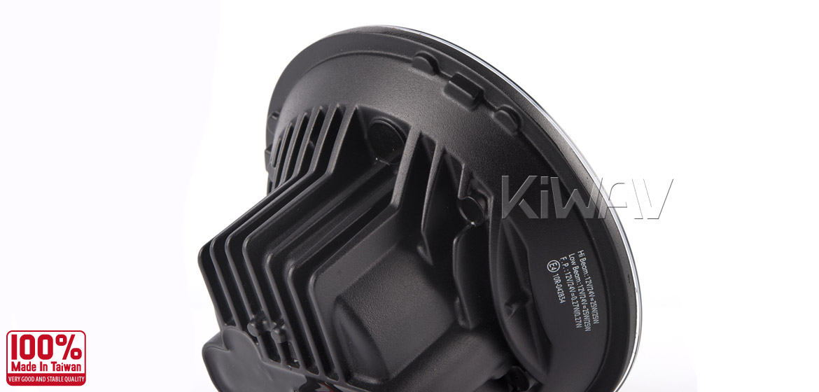 KiWAV car headlamp 7 inch black reflector
