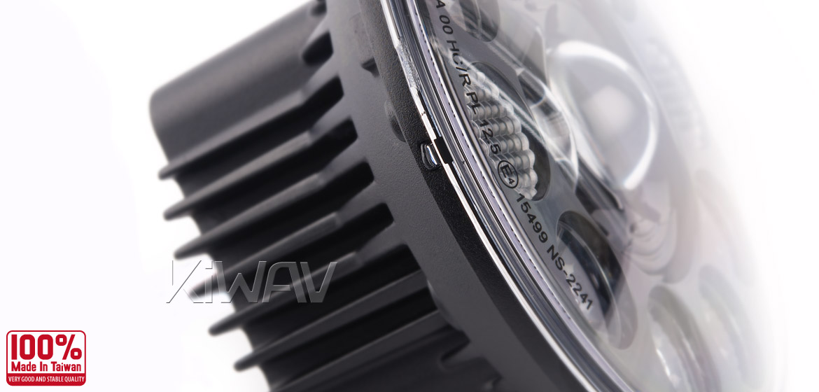 KiWAV car headlamp 7 inch black reflector