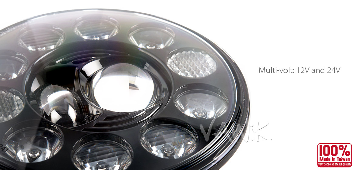 VAWiK car 7 inch headlamp black reflector